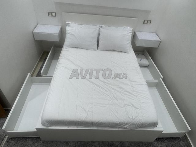 Lit IKEA MALM blanc avec 4 tiroirs avec matelas - 2