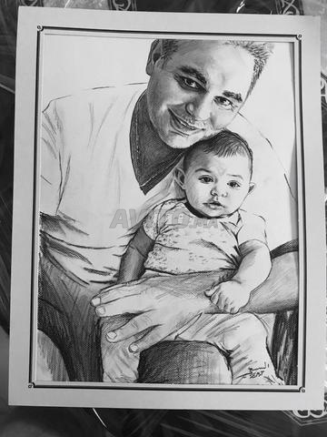 Portrait artistique 🎨 Dessin de portrait artistique à la main