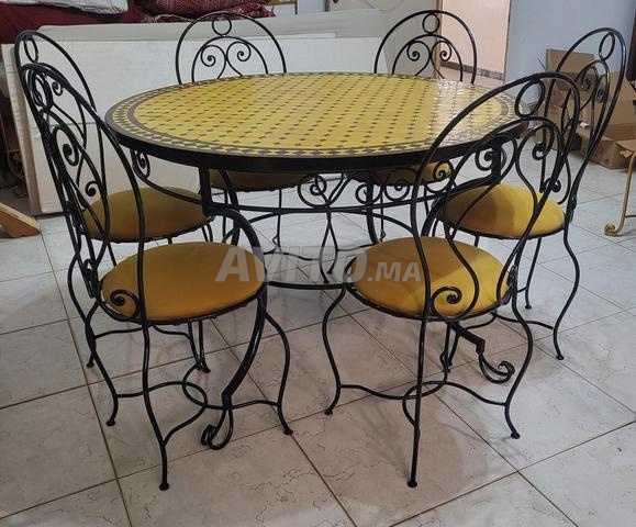 Table à manger en fer forgé avec 6 chaises - 2