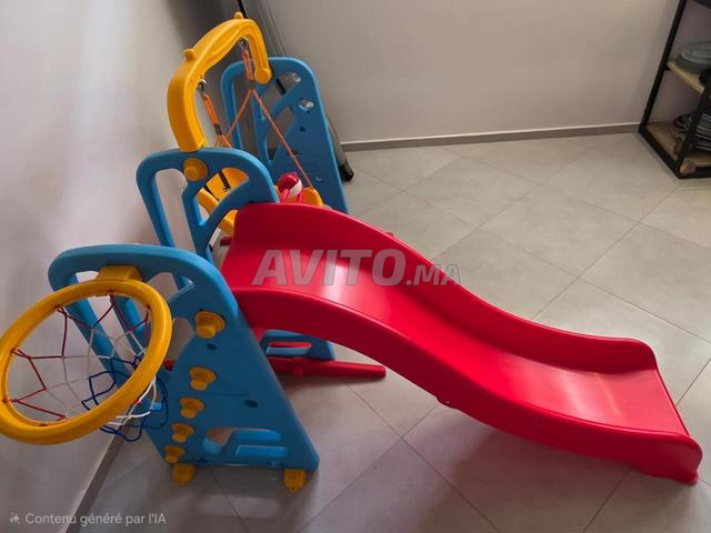 Aire de Jeu Toboggan Balançoire Panier de Basket - 2