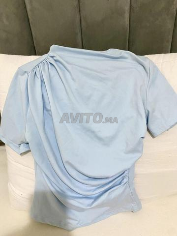 Top bleu ciel drapé asymétrique Taille Xs S