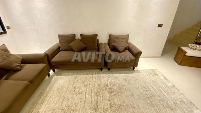 Ensemble de salon 4 pièces - 3 fauteuils et 1 tapis - 2