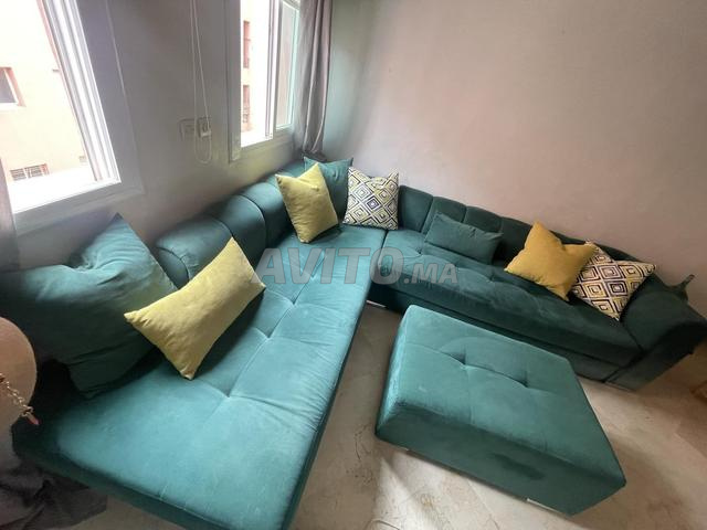 Canapé d'angle avec pouf - 2