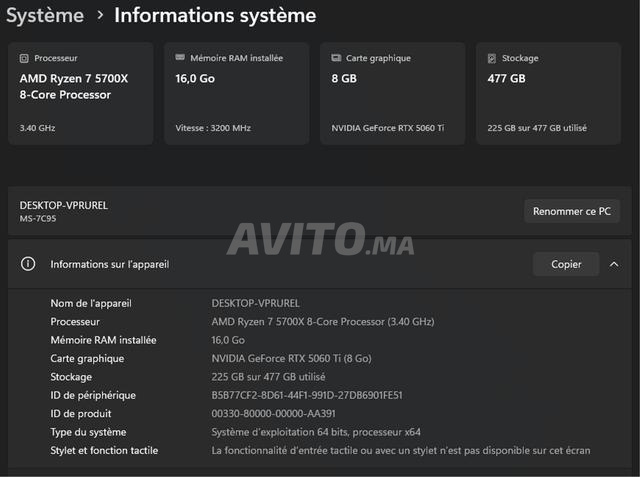 PC Gamer RTX 5060 TI à vendre - 2
