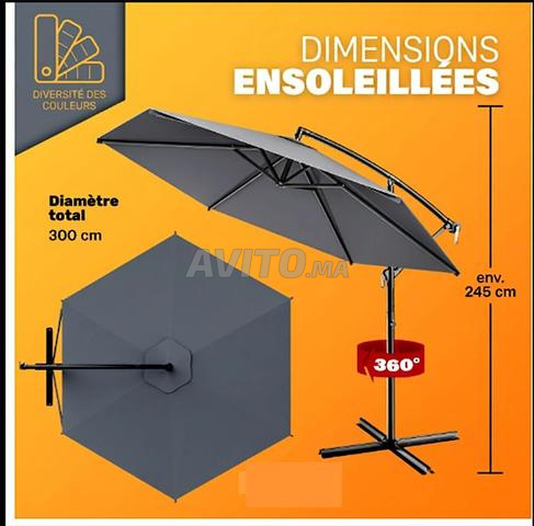 Parasol Déporté Gris Foncé -300Cm- 06 Nervures - - 2