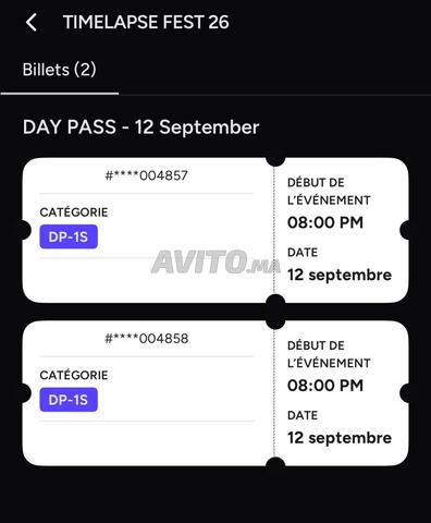 Ticket timelapse pour samedi 12sep (day pass) - 2