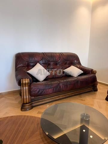 Salon complet 6 places en Cuir et Bois Massif - 2