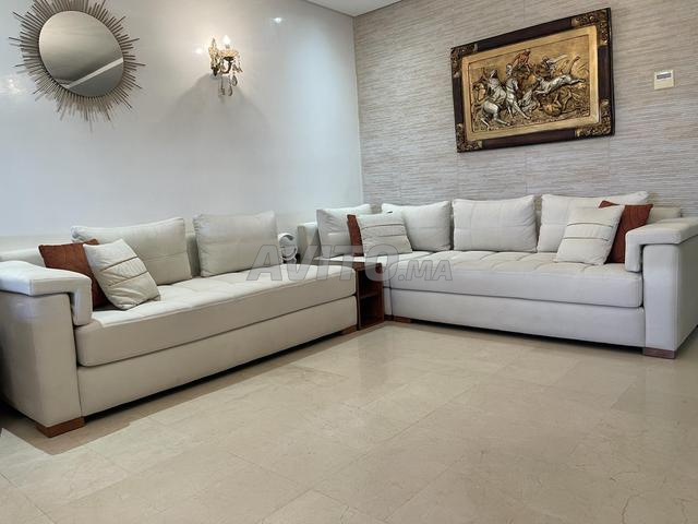Salon moderne tissu anti taches bois massif - 2