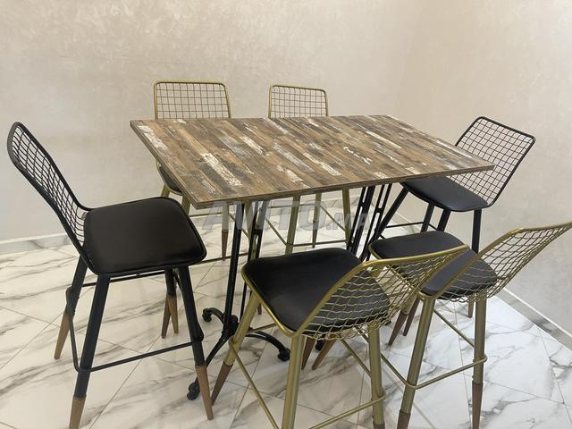 2 tables 6 chaises longues en bois cuisine salon