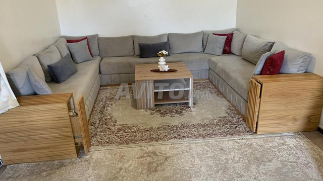 Salon en U, tissu anti taches, comme neuf - 2