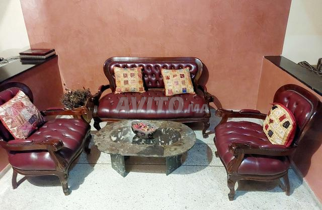 Ensemble canapé et fauteuils avec table en marbre - 2