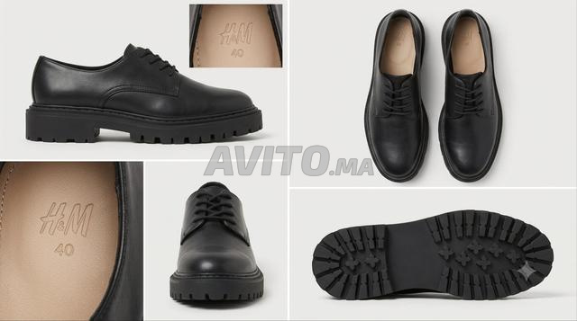 Chaussures Derby en cuir épais pour homme H&M, noir, tailles - 2