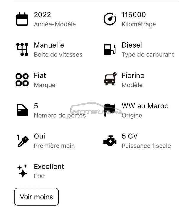 Fiat Fiorino Diesel Manuelle 2022 à Kénitra