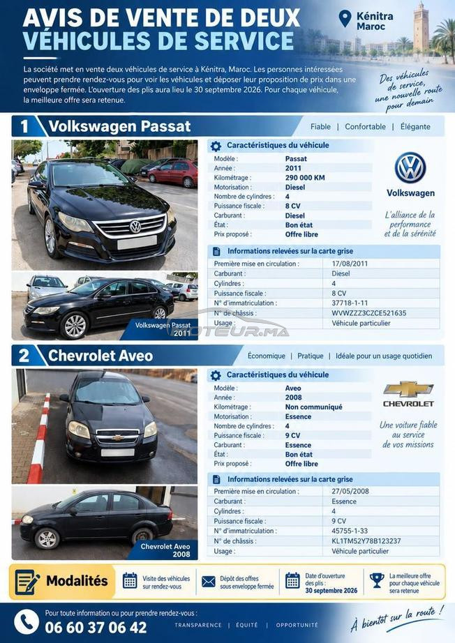 VW Passat et chivrolet Aveo à vendre