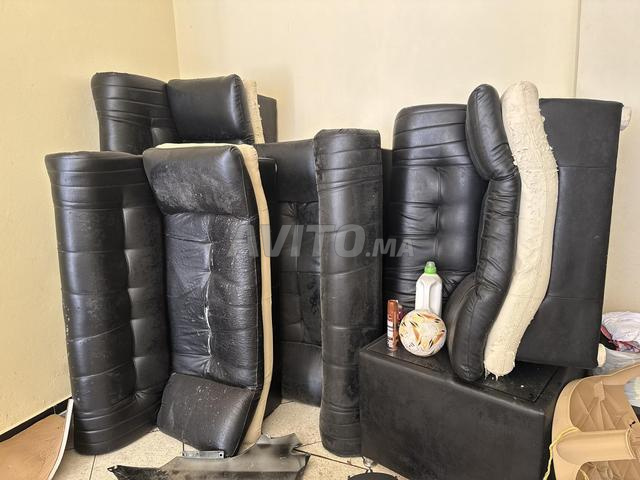Fauteuils de salon en cuir noir d'occasion
