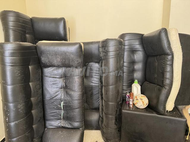 Fauteuils de salon en cuir noir d'occasion - 2