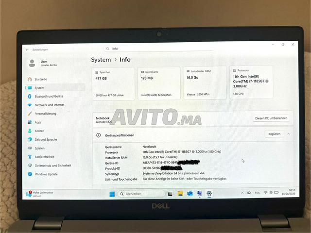 Dell Latitude 5320 - i7 de 11e génération, 16 Go de RAM, 512 Go - 2