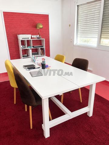 Grande table de bureau 2m x 1m avec 4 chaises