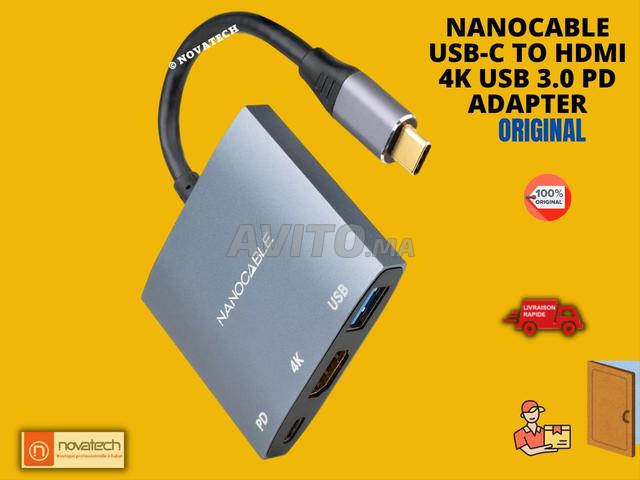 محول Nanocable USB-C إلى HDMI 4K USB 3.0 PD