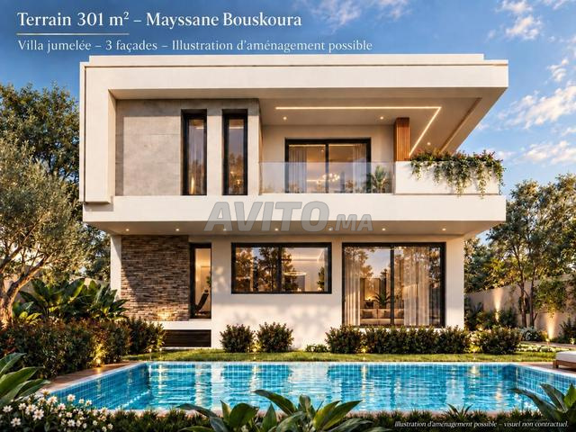 Terrain 301 m² Mayssane Bouskoura – 3 façades - 2