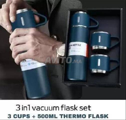 Ensemble thermos isotherme 3 en 1 - 3 gobelets et thermos de 500 ml - 2