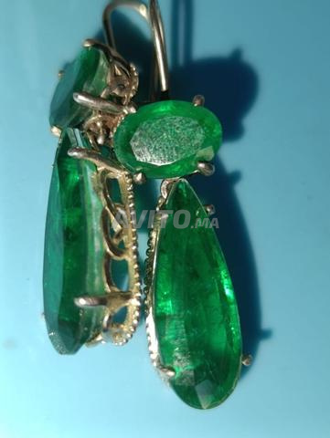Boucles d'oreilles émeraudes jumelées en argent - 2