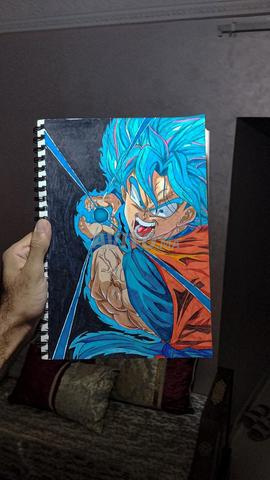 رسم يدوي لـ Goku Super Saiyan Blue – A4 - 2