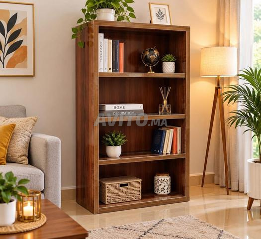 📚 Bibliothèque en bois élégante avec 4 étagères – design pratique et moderne