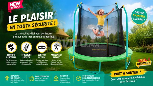 Trampoline 2,44M x 2,50M Avec Filet De Sécurité-FN