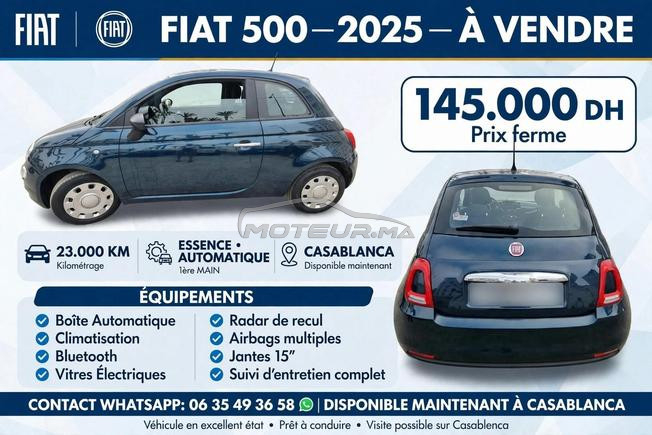 Fiat 500 Essence Automatique 2025 à Casablanca