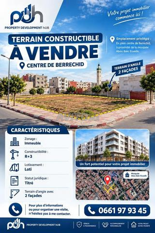 Terrain R plus 3 à vendre centre Berchid