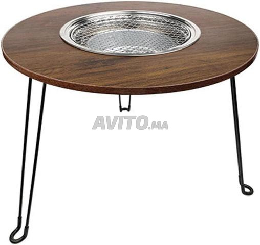 Gril à charbon et table 2 en 1 pliable pour camping et jardin - 2