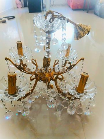 Lustre en vrai laiton et cristal - 2