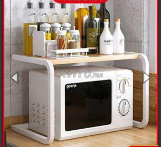 Organisateur de cuisine et micro-ondes élégant - Bois et métal premium - 2
