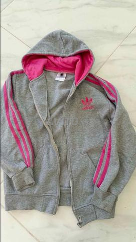 Veste Adidas originale pour filles, grise et rose