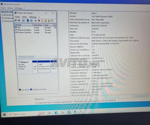 Lenovo ideaPad S145-15API Ryzen 5 3500U 4Go 256SSD - 2