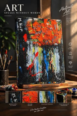 Tableau d'art "Éclats de Feu" fait main