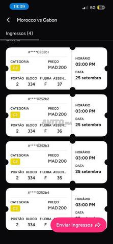 4 billets cat2 moitié prix MAROC GABON