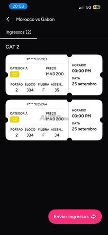 DEUX BILLETS CAT2 MAROC GABON