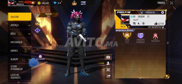 Compte Free Fire à vendre - 2