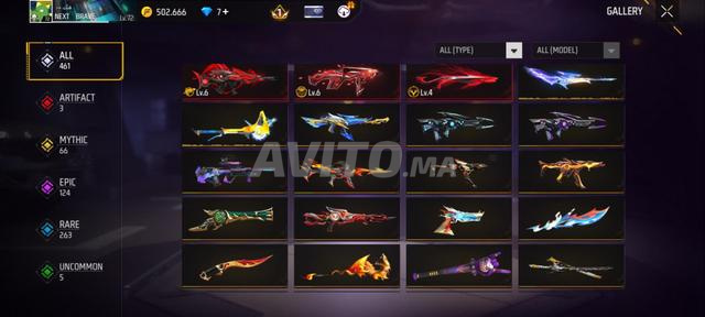 Compte Free Fire Level 72 8ans - 2