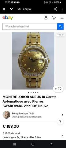 Montre automatique Lobor Aurus Or Swarovski - 2