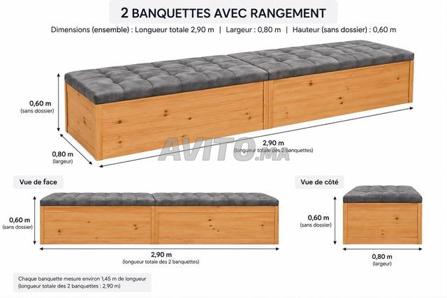 2 banquettes en bois avec rangement - 2