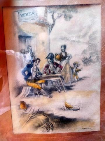 2 Tableaux peints sur deux portes originales. - 2
