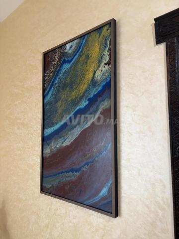 Tableau Art Liquide sur fond en bois - Cadre en bois - 2