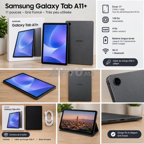 Samsung Galaxy Tab 11 plus avec câble et pochette