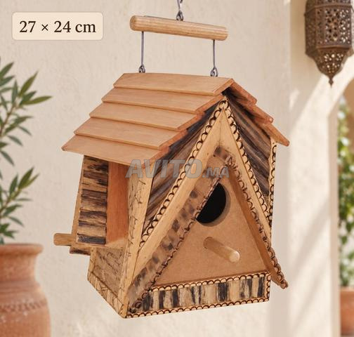 Nichoir artisanal en bois à 3 ouvertures - 2