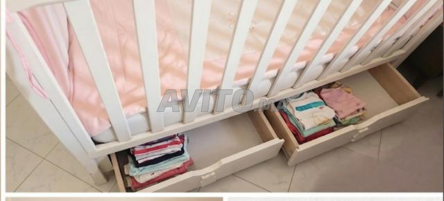 سرير أطفال خشبي كامل مع مرتبة دوليدول و أدراج - 2