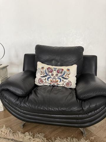 Canapé et 2 fauteuils en cuir véritable - 2