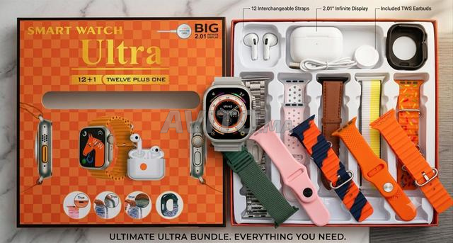 Smart Watch Ultra avec 12 bracelets et écouteurs